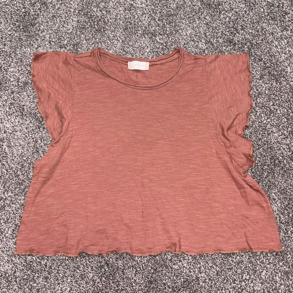 Altar'd State rust colored ruffle sleeve top in a S
